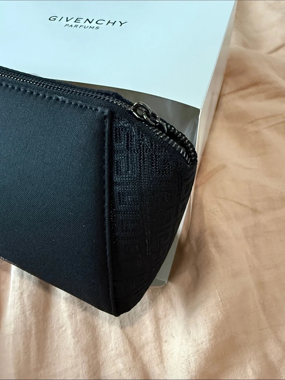 Givenchy Black Neoprene Zip Cosmetic Pouch